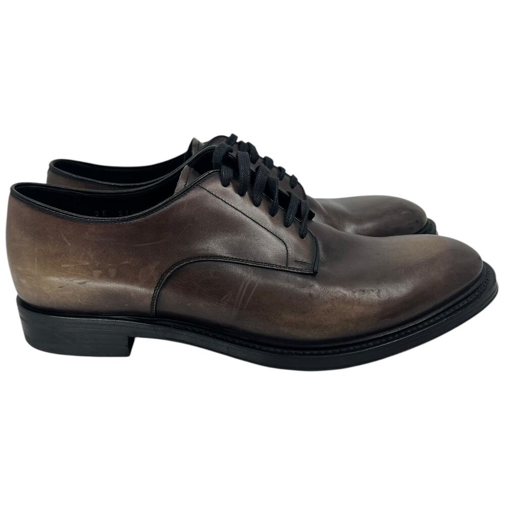 Prada Brown Leather Derby Dress Shoes Made in Italy Lace Up Minimalist Luxury 9 - Picture 3 of 14